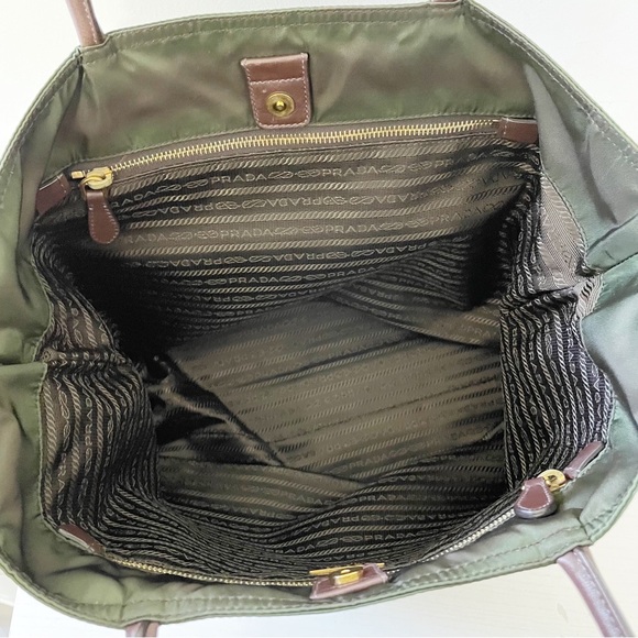 Prada brown Tessuto nylon and nappa leather gold hardware shoulder tote bag - Picture 7 of 11